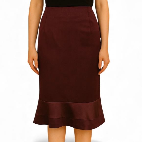 Liliu Dresses & Skirts - Liliu Burgundy Silk Trim Skirt Size 6
